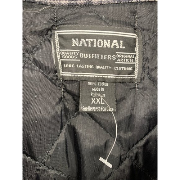 National Outfitters Mens XXL Shirt/Jacket Gray Plaid Cotton Button Down Pocket - Picture 3 of 7